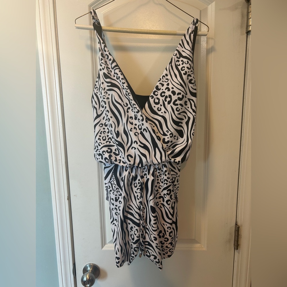 Stylish Black and White Animal swim romper